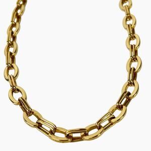 Premier Designs Necklace Polished Gold Tone Oval Links Shiny 18 Inch Classic